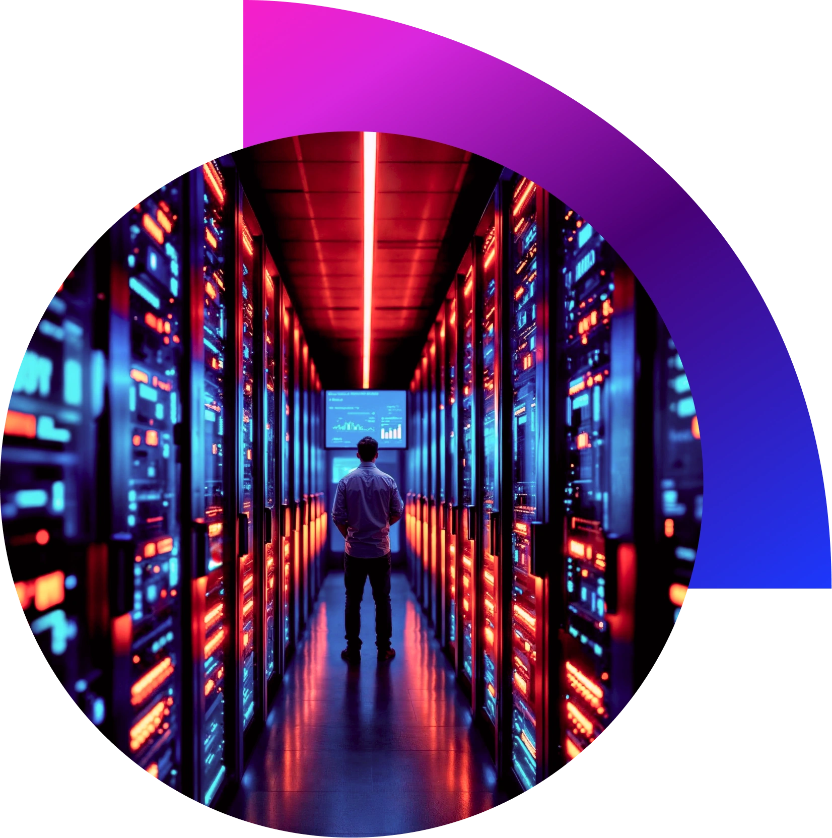 “Modern data centre interior with server racks, cooling units and raised floor — Elewix facility design and maintenance”