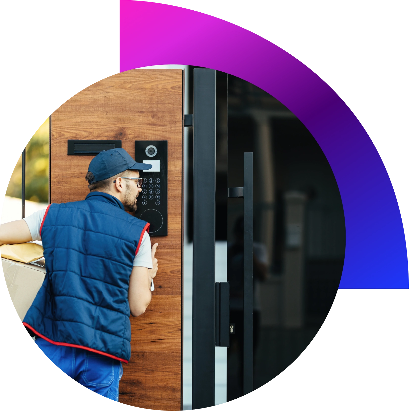 “Office reception desk staff viewing video-intercom feed on monitor secure entry system setup” 📝 Image Caption Suggestions