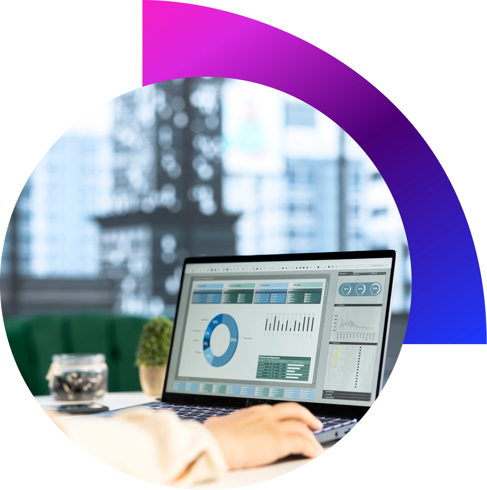“Business intelligence dashboard showing charts, graphs and KPIs on screen BI dashboards illustration”