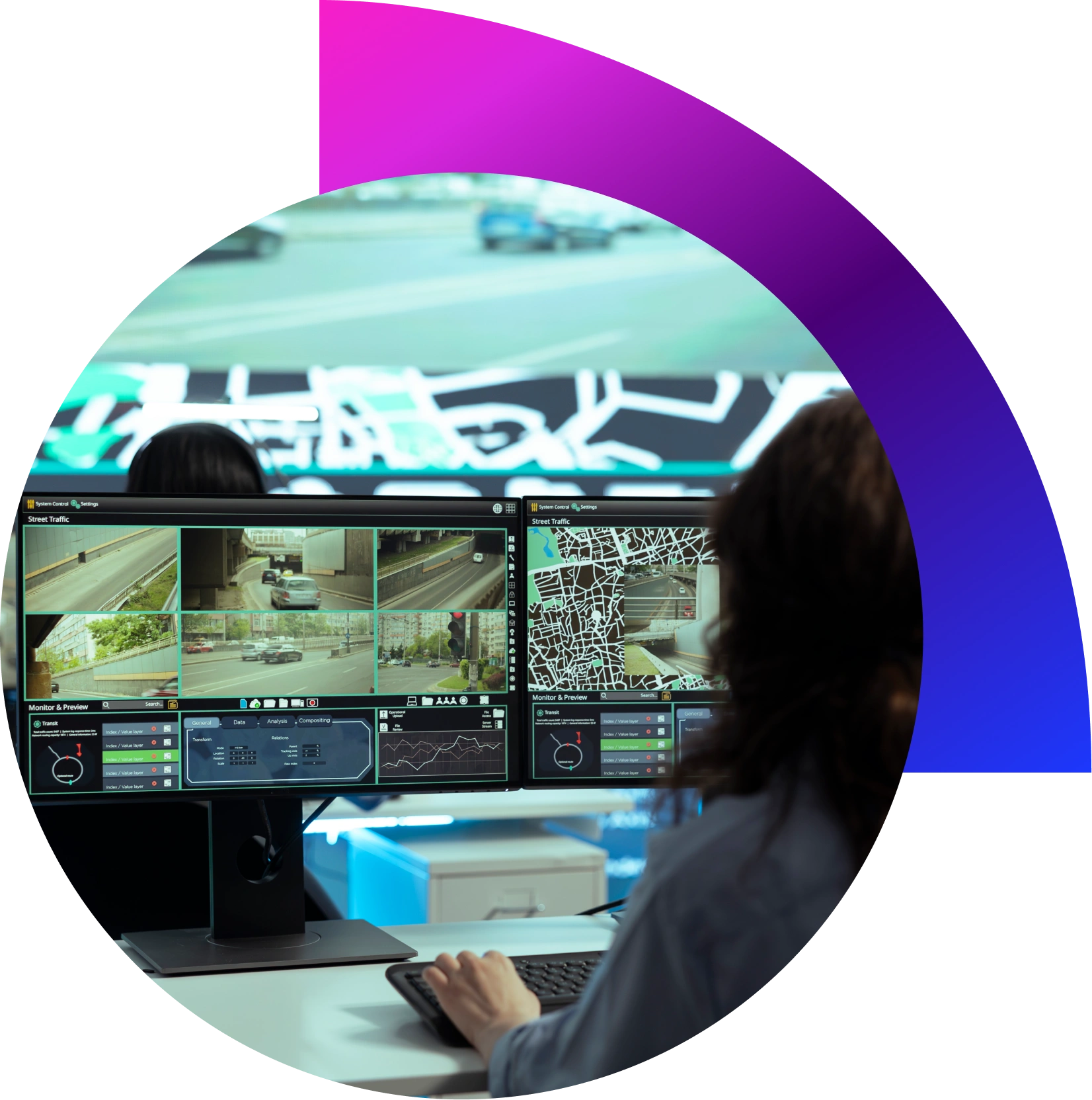 “Network video recorder (NVR) unit rack installed for CCTV system in office building”