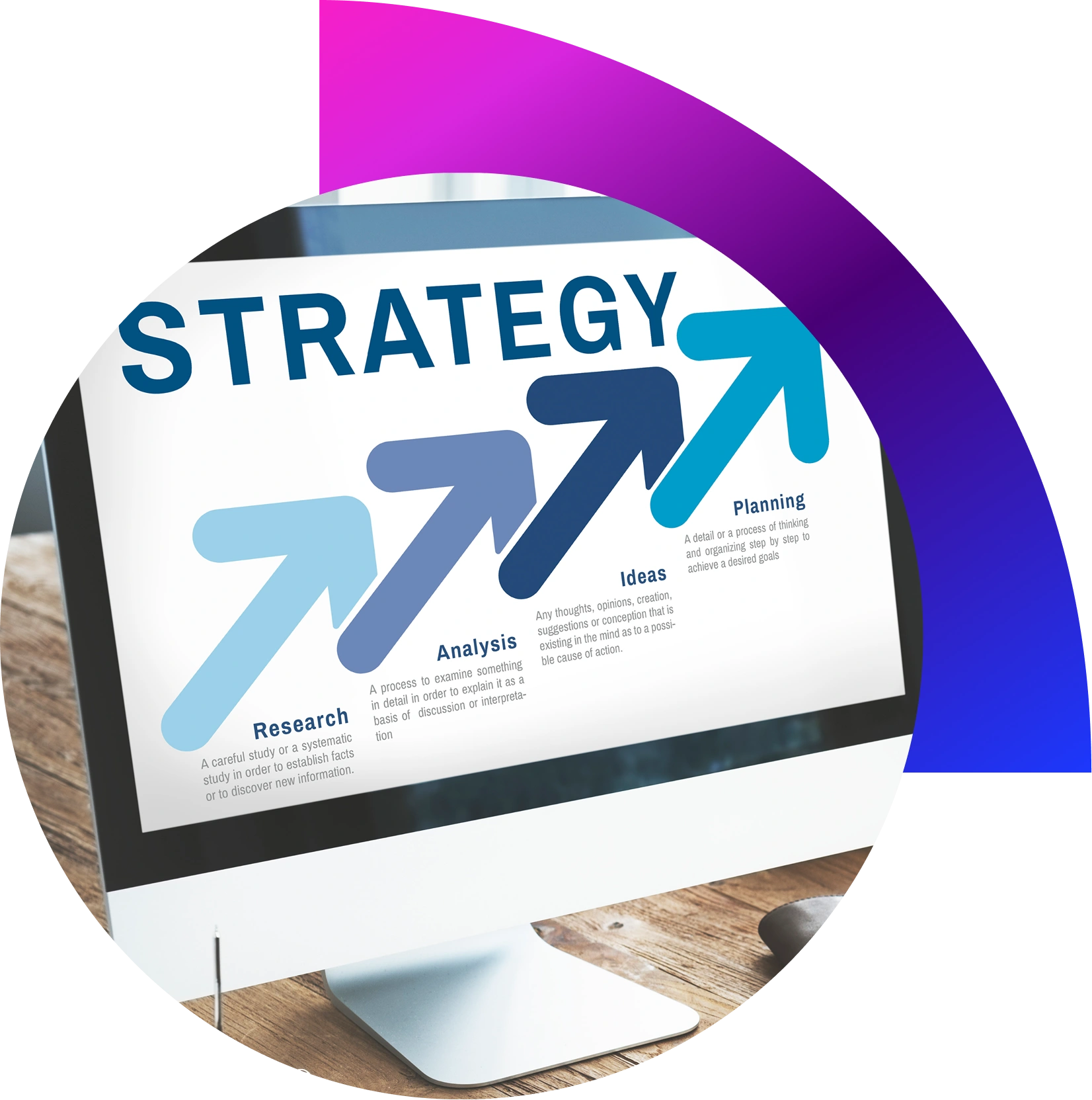 “Team planning digital marketing strategy on laptop with charts and analytics.”