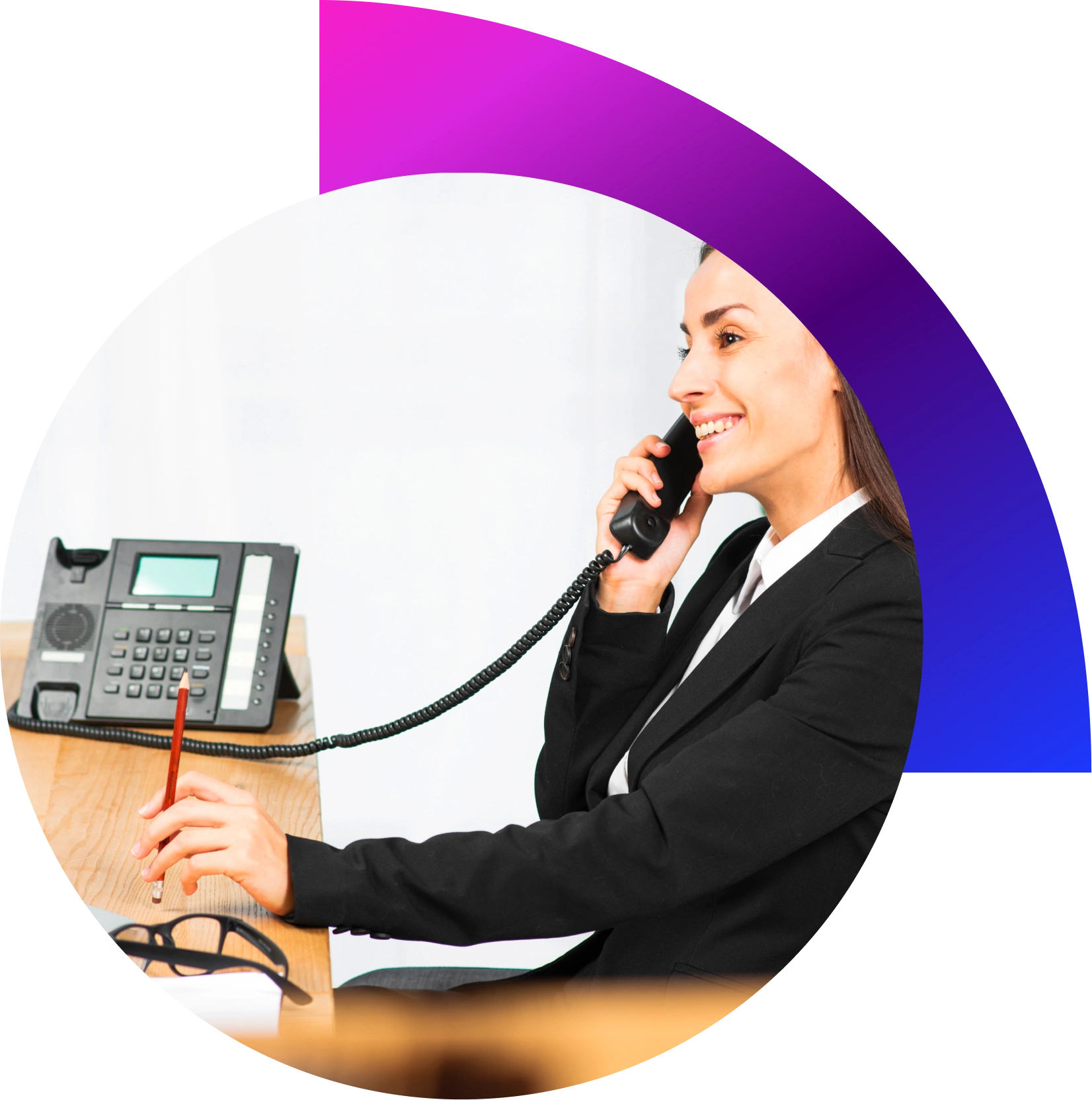 “Office wall-mounted EPABX telephone system unit connecting multiple extensions”