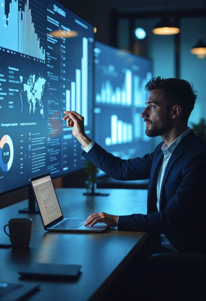 “Business analytics dashboard showing charts and KPIs data analytics and insights”