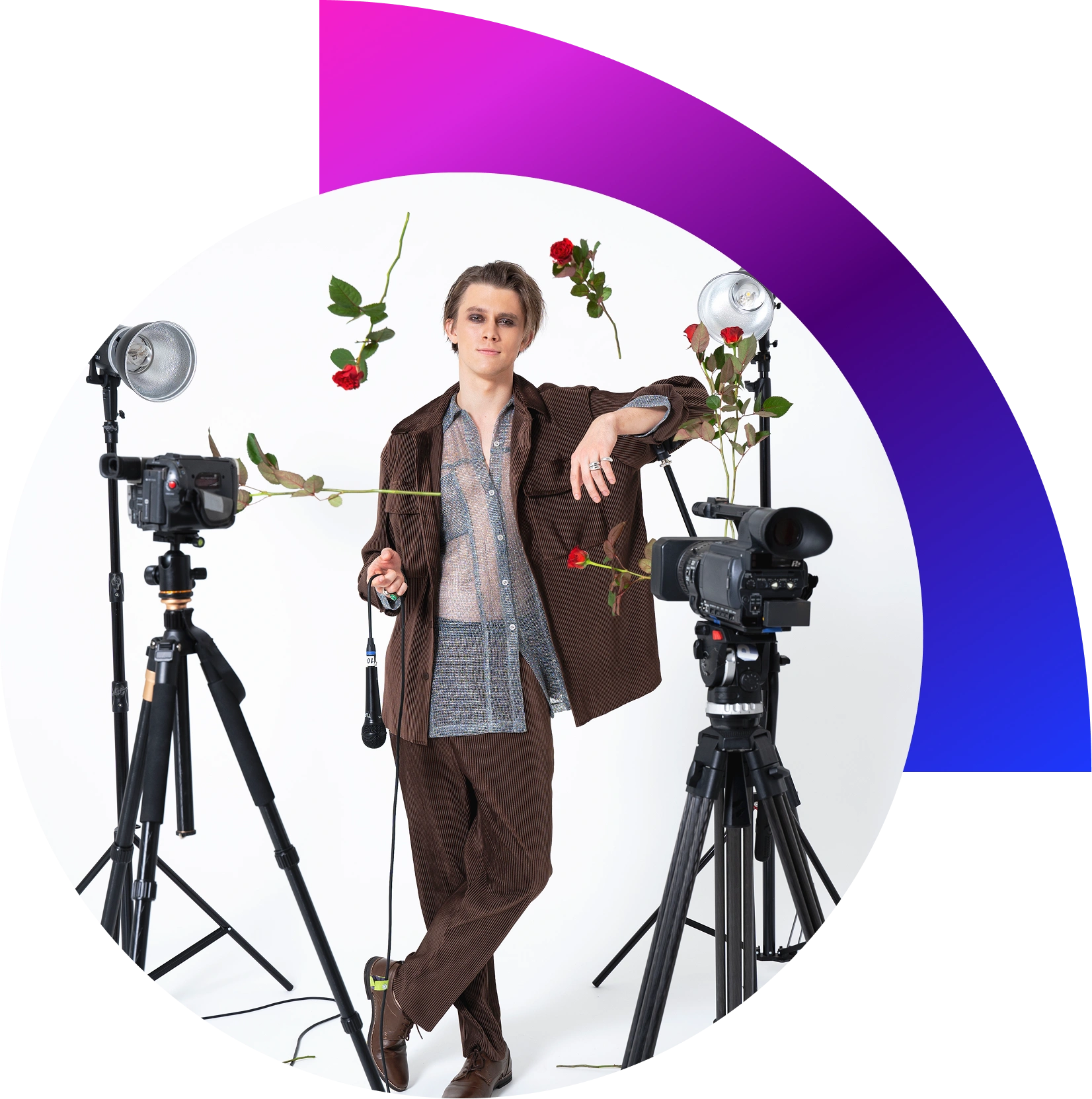 “Model walking during fashion videography shoot with cinematic lighting in Dubai studio.”