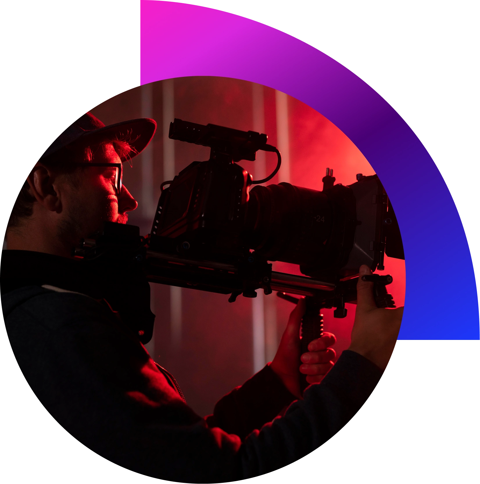 “Elewix videography team filming a 4K corporate video with professional lighting in Dubai studio.”