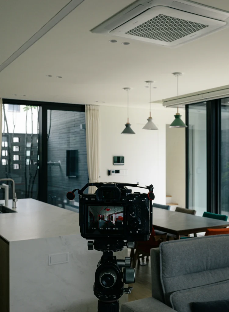 “Cinematic interior walkthrough video of modern apartment with gimbal-stabilized filming.”