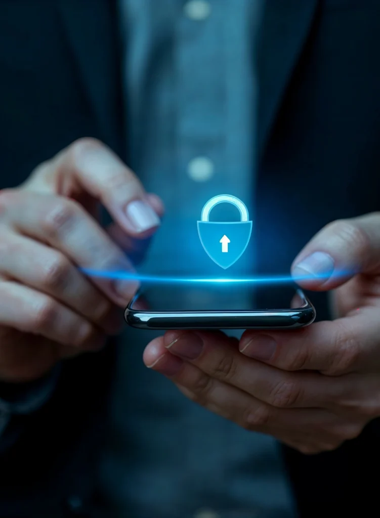 “Secure mobile app architecture diagram showing encrypted API communication and data protection”