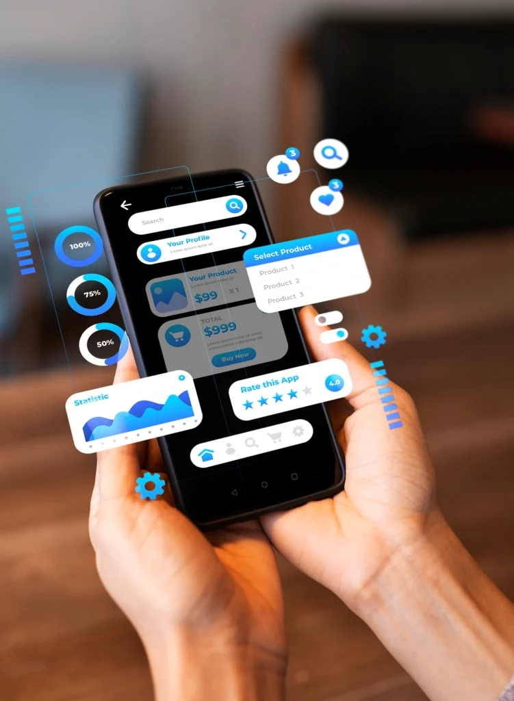 “Mobile app interface of hybrid application showing responsive UI on smartphone”
