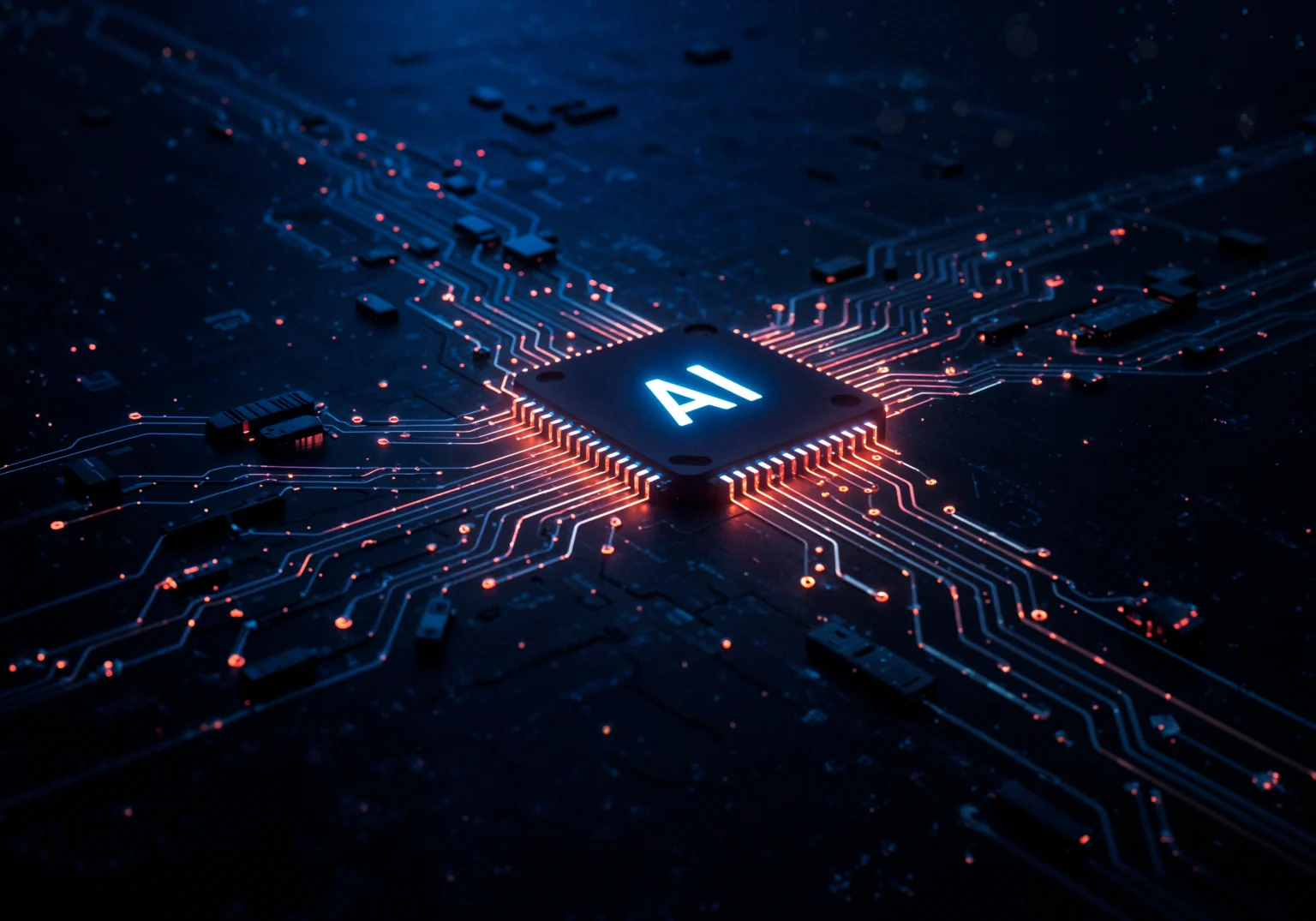 AI digital transformation architecture connecting enterprise systems with artificial intelligence technologies