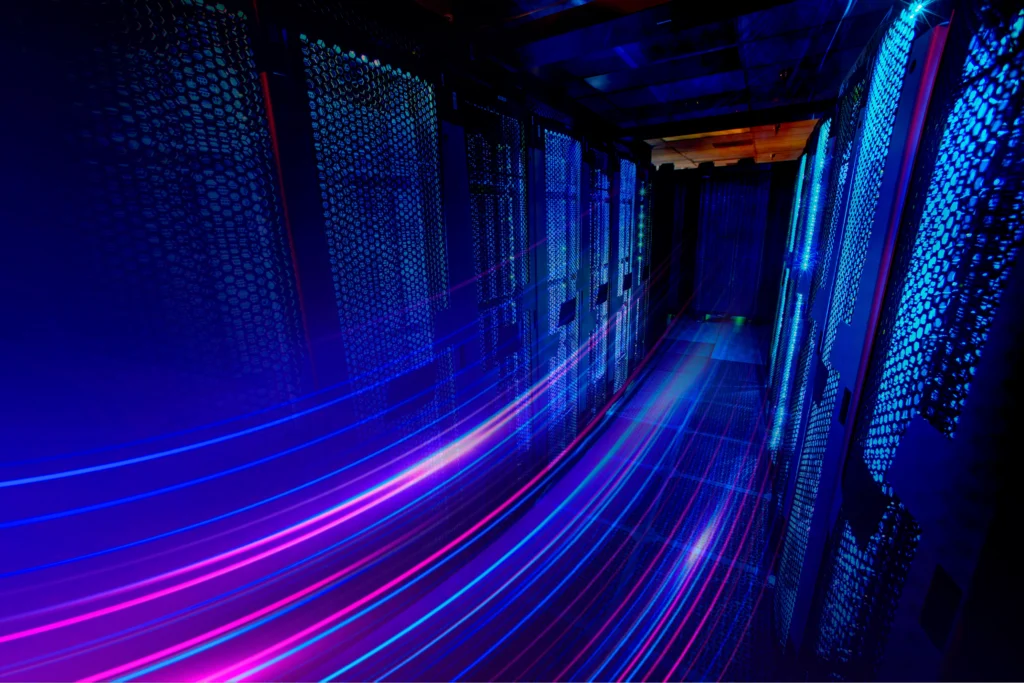 data centre maintenance team cleaning server racks and cooling systems to improve airflow efficiency