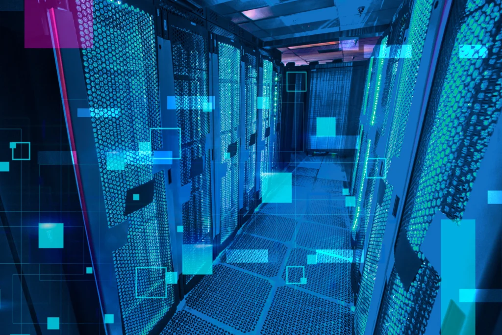 2. technician cleaning server room and data centre environments to maintain airflow and performance