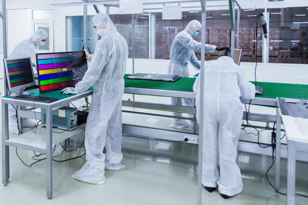 technician removing dust from data centre equipment to improve server performance and efficiency